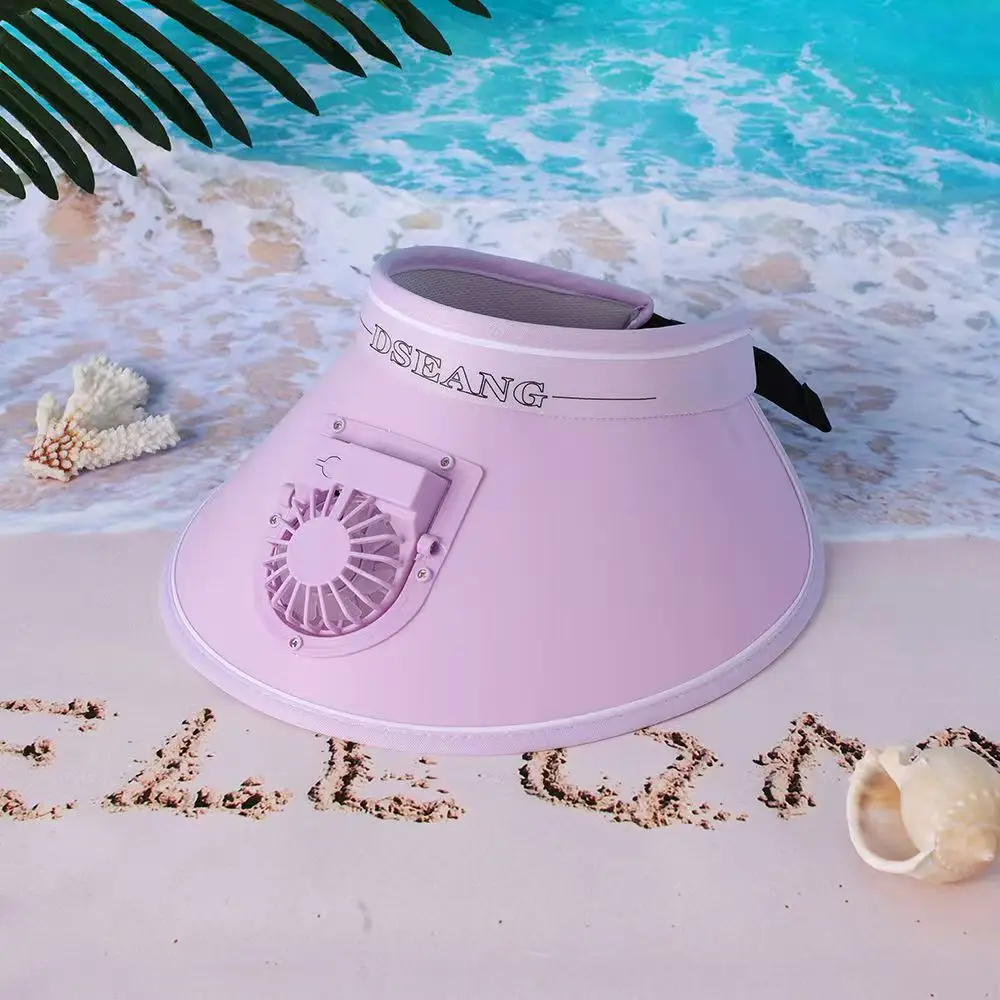 Summer new sun hat USB charging fan UV portable outdoor men's and women's riding beach empty top