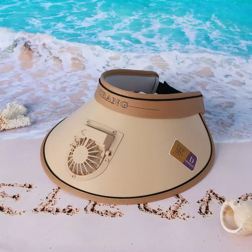 Summer new sun hat USB charging fan UV portable outdoor men's and women's riding beach empty top