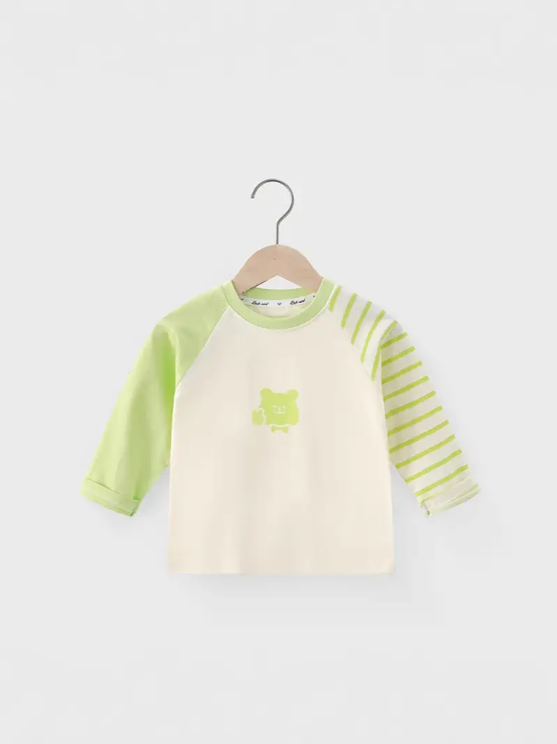 2025 Boys Cotton Long Sleeve T-Shirt Green Yellow - Image 5