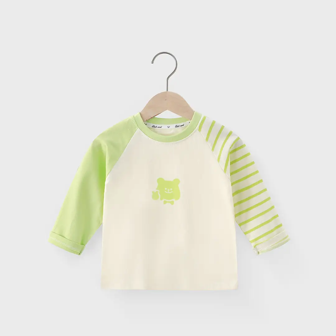 2025 Boys Cotton Long Sleeve T-Shirt Green Yellow - Image 2