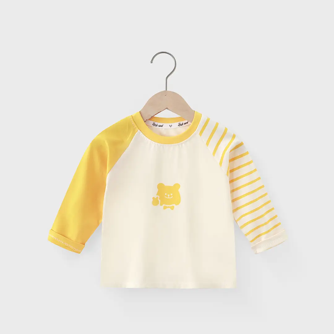 2025 Boys Cotton Long Sleeve T-Shirt Green Yellow - Image 3