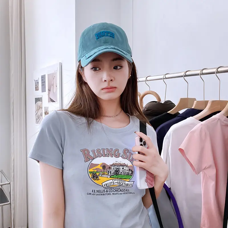 Women Light Blue Embroidered Cap Baseball Sunshade Cap - Image 6