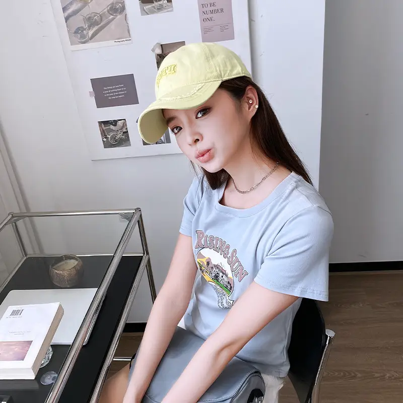 Women Light Blue Embroidered Cap Baseball Sunshade Cap - Image 7