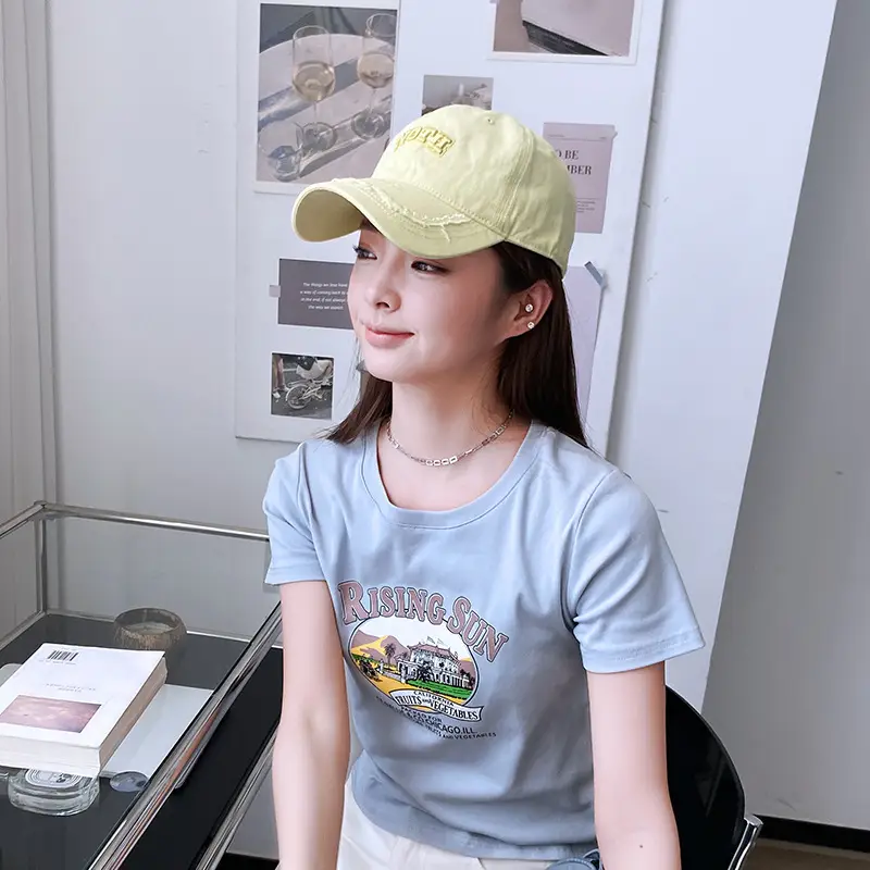 Women Light Blue Embroidered Cap Baseball Sunshade Cap - Image 8
