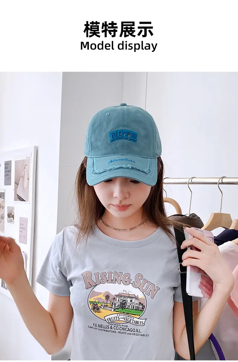 Women Light Blue Embroidered Cap Baseball Sunshade Cap — feature 12