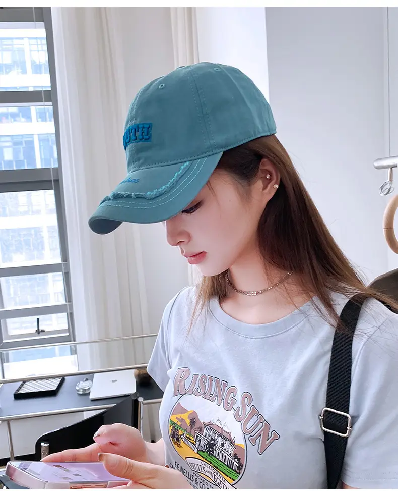 Women Light Blue Embroidered Cap Baseball Sunshade Cap — feature 13