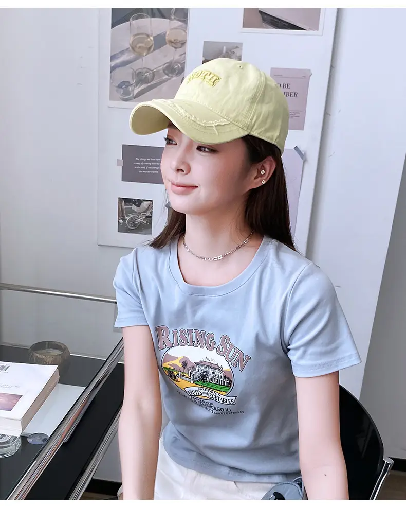 Women Light Blue Embroidered Cap Baseball Sunshade Cap — feature 15