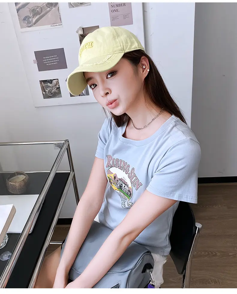 Women Light Blue Embroidered Cap Baseball Sunshade Cap — feature 16