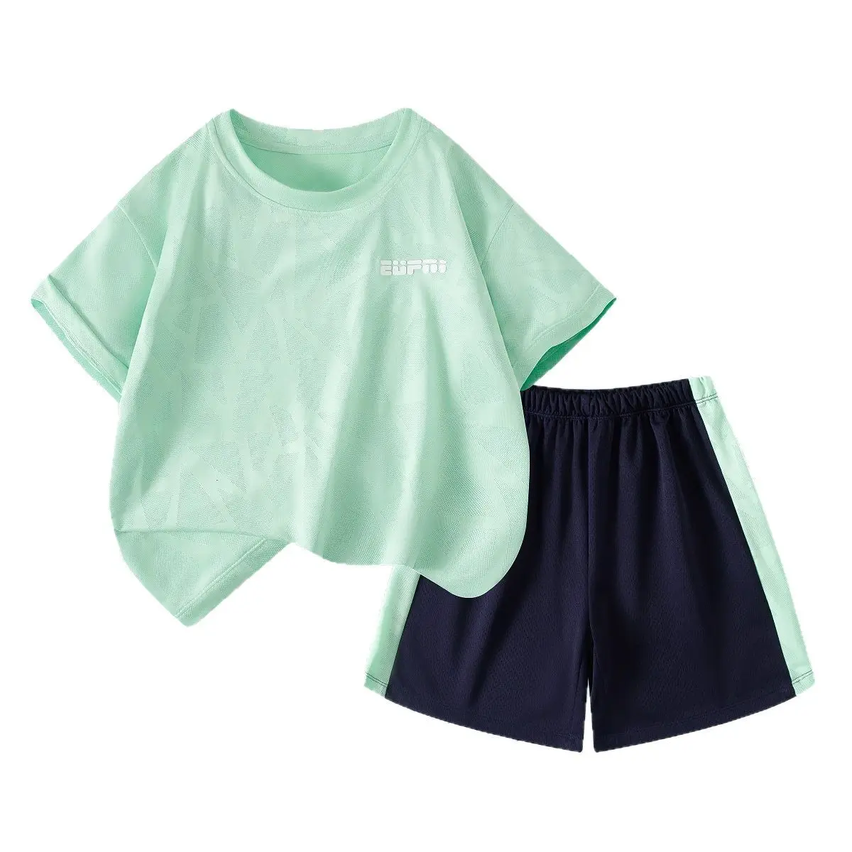Boys Sweat Wicking T-Shirt Shorts Set Grey Black - Image 9