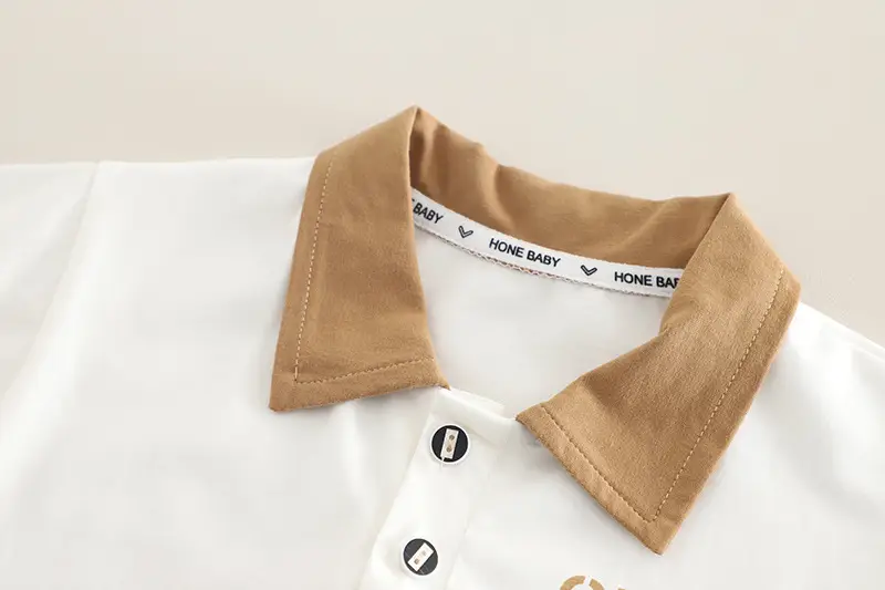 Boys Polo T-Shirt Shorts Set White Brown New — feature 6