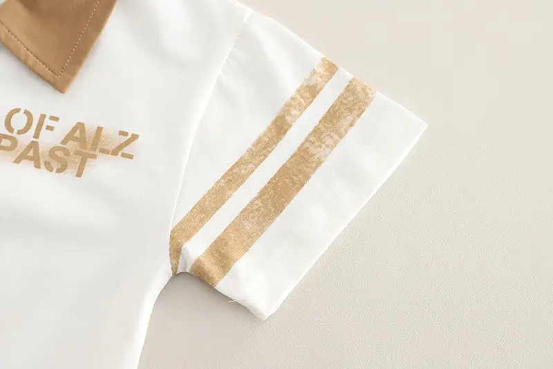 Boys Polo T-Shirt Shorts Set White Brown New — feature 8
