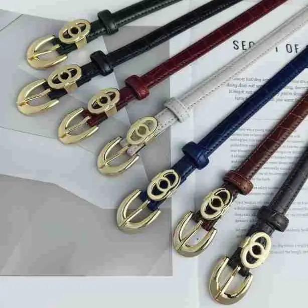 Real Leather Women's Belt with Gold Buckle & Multiple Colors