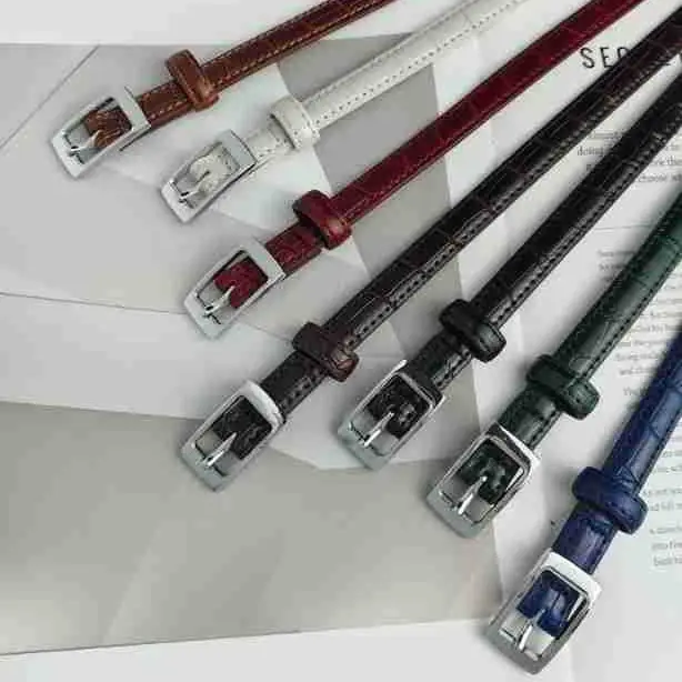 Real Leather Women's Belt with Gold Buckle & Multiple Colors