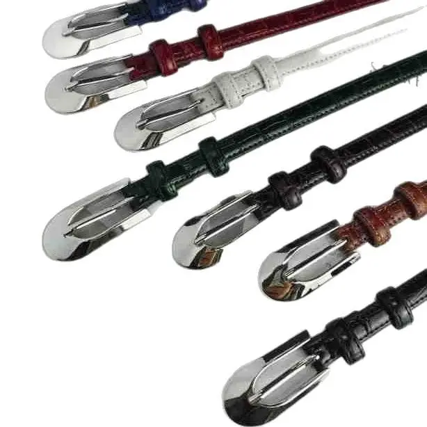 Real Leather Women's Belt with Gold Buckle & Multiple Colors
