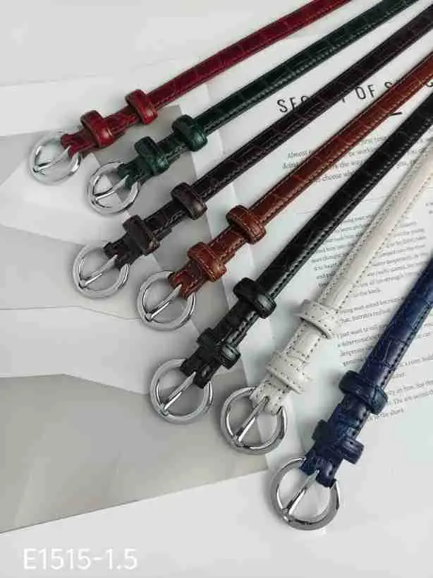Real Leather Women's Belt with Gold Buckle & Multiple Colors