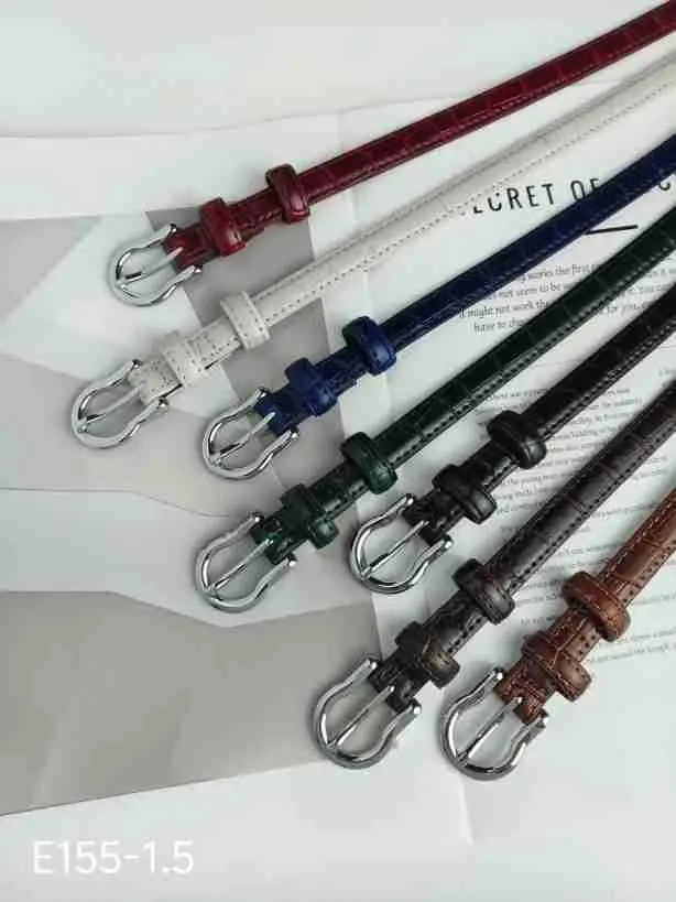 Real Leather Women's Belt with Gold Buckle & Multiple Colors