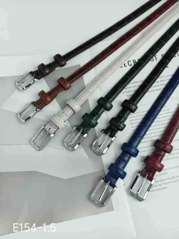 Real Leather Women's Belt with Gold Buckle & Multiple Colors