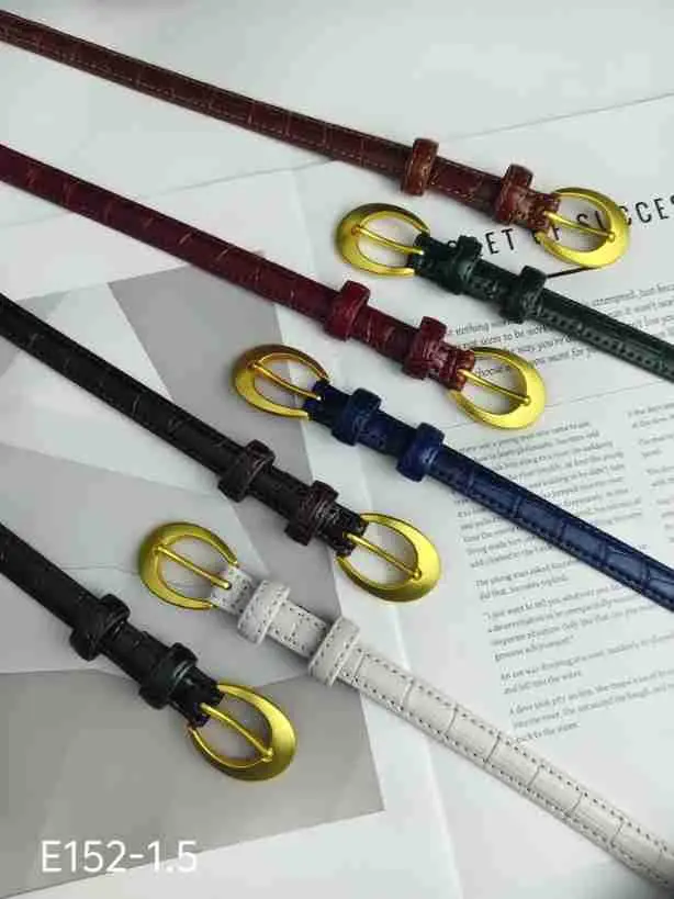 Real Leather Women's Belt with Gold Buckle & Multiple Colors