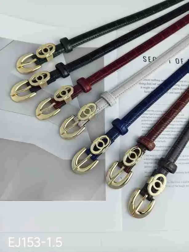 Real Leather Women's Belt with Gold Buckle & Multiple Colors