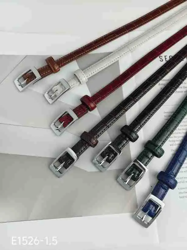 Real Leather Women's Belt with Gold Buckle & Multiple Colors