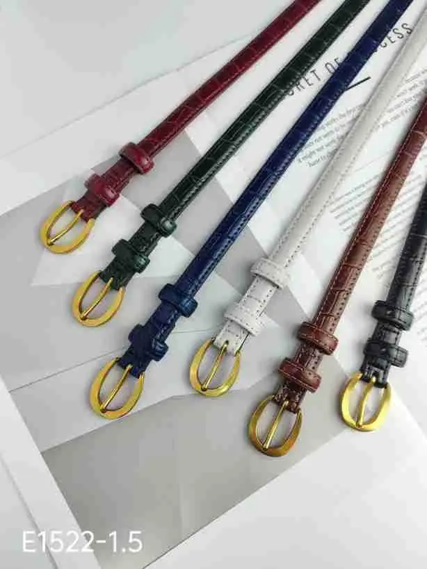 Real Leather Women's Belt with Gold Buckle & Multiple Colors