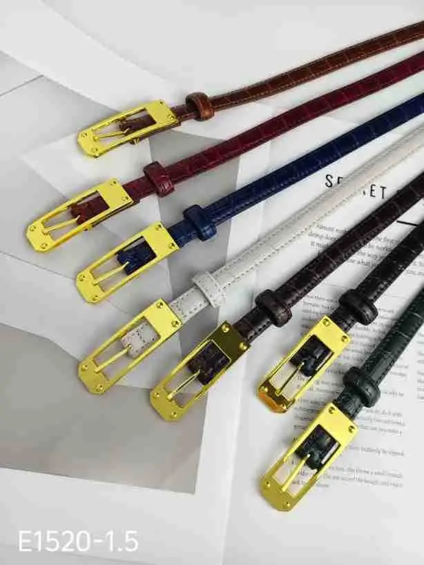 Real Leather Women's Belt with Gold Buckle & Multiple Colors