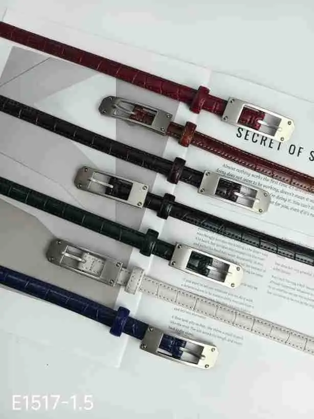 Real Leather Women's Belt with Gold Buckle & Multiple Colors