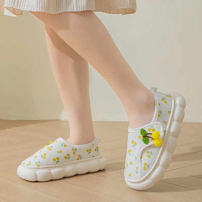 Moon Shoes Summer Thin Heel Cute Household Cotton Slippers Women's Indoor Postpartum Non-slip Spring/Summer Home Slippers - Image 3