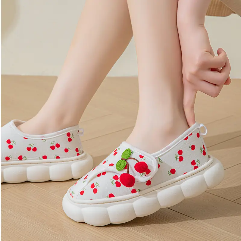 Moon Shoes Summer Thin Heel Cute Household Cotton Slippers Women's Indoor Postpartum Non-slip Spring/Summer Home Slippers - Image 4