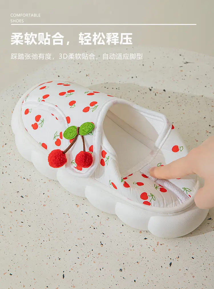 Moon Shoes Summer Thin Heel Cute Household Cotton Slippers Women's Indoor Postpartum Non-slip Spring/Summer Home Slippers — feature 8