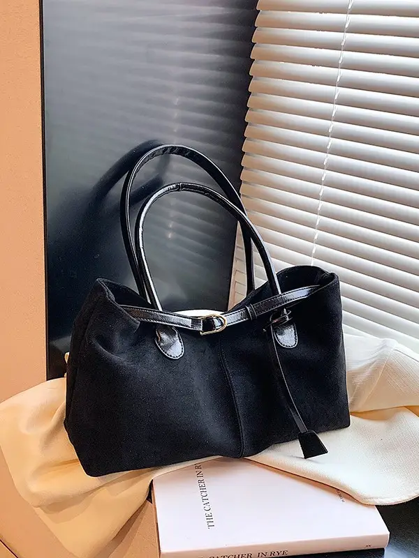 Women's Large Capacity Frosted Shoulder Bag Brown - Image 6
