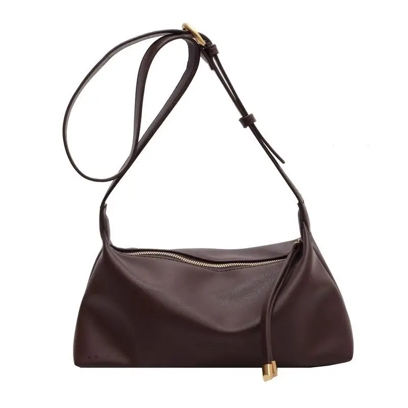 Women's Brown Leather Crossbody Bag with Gold Ring - Image 4