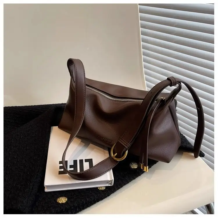 Women's Brown Leather Crossbody Bag with Gold Ring — feature 20