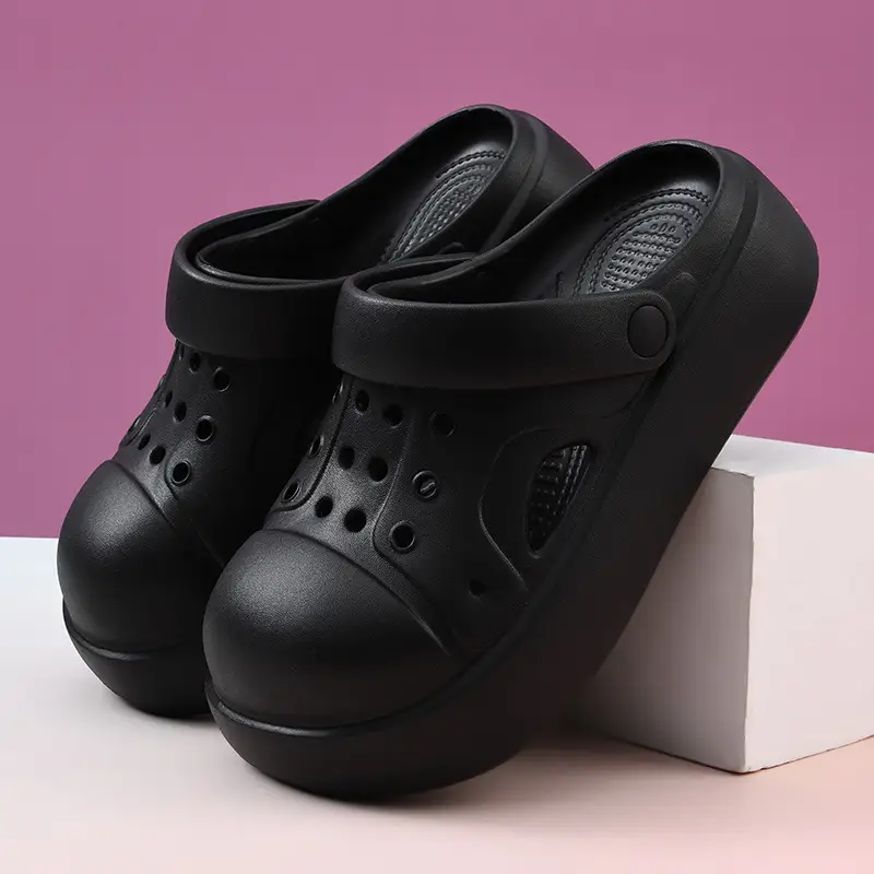 EVA Hole Shoes Women's Elevated Thick-soled Breathable Non-slip Baotou Slippers All-match Lightweight Deodorant Wear-resistant Sandals