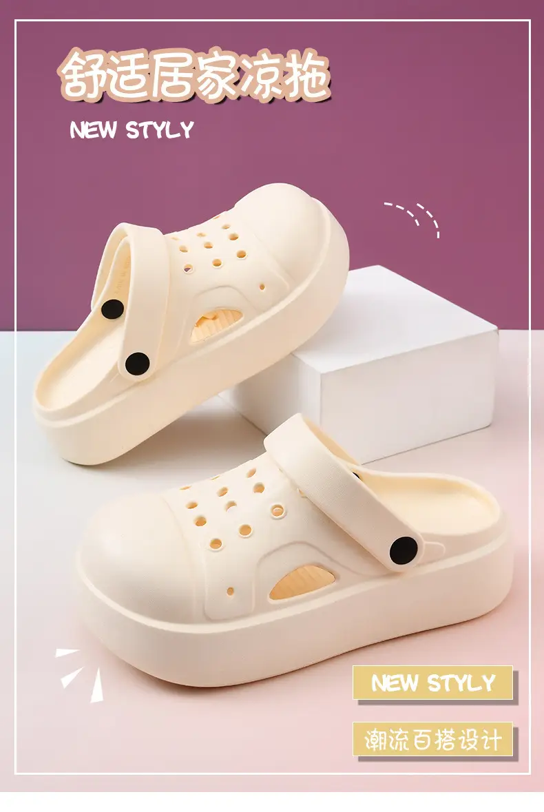 EVA Hole Shoes Women's Elevated Thick-soled Breathable Non-slip Baotou Slippers All-match Lightweight Deodorant Wear-resistant Sandals — feature 8