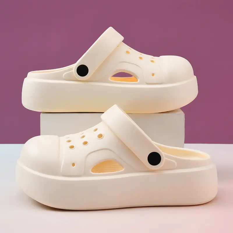 EVA Hole Shoes Women's Elevated Thick-soled Breathable Non-slip Baotou Slippers All-match Lightweight Deodorant Wear-resistant Sandals