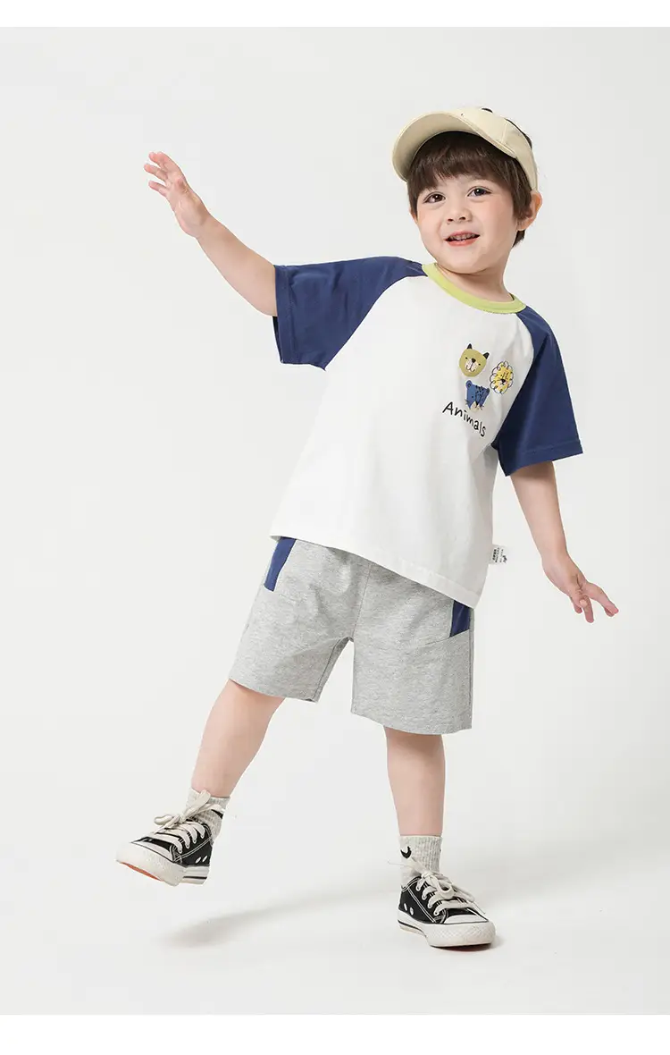 Boys Cotton Sports Shorts T-Shirt Set Summer Wear — feature 21
