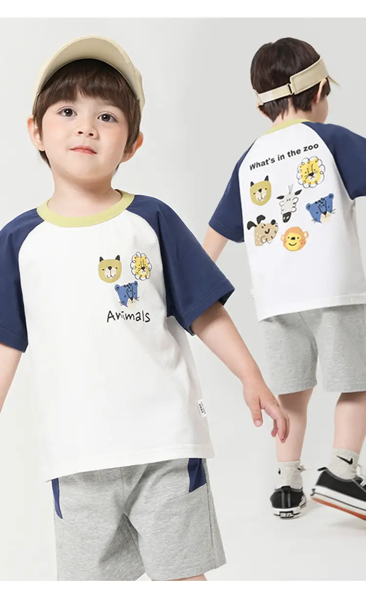 Boys Cotton Sports Shorts T-Shirt Set Summer Wear — feature 3