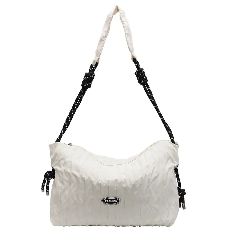 Women's Large Canvas Shoulder Bag with Braided Handle - Image 7