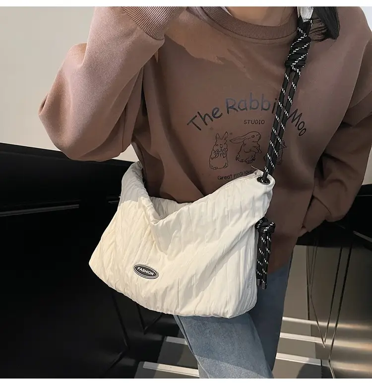 Women's Large Canvas Shoulder Bag with Braided Handle — feature 10