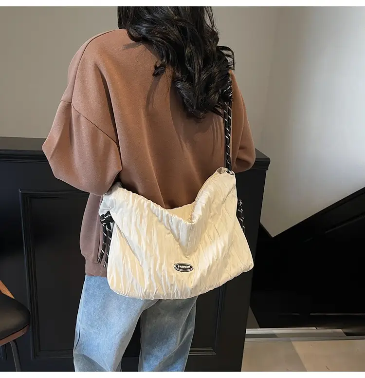 Women's Large Canvas Shoulder Bag with Braided Handle — feature 11
