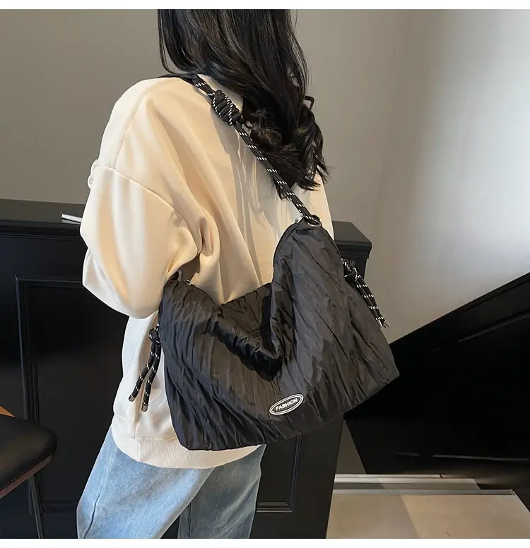 Women's Large Canvas Shoulder Bag with Braided Handle — feature 13