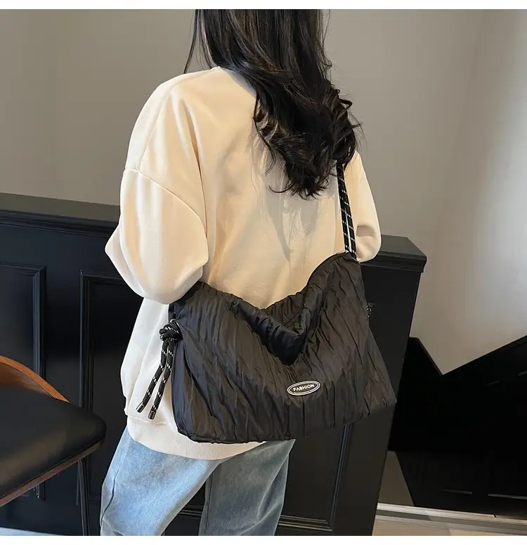 Women's Large Canvas Shoulder Bag with Braided Handle — feature 14