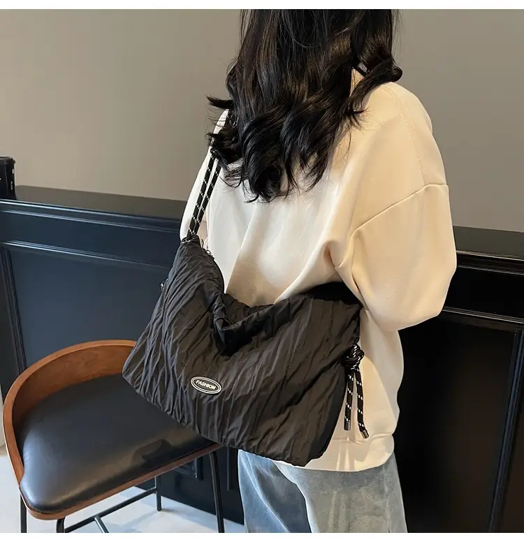 Women's Large Canvas Shoulder Bag with Braided Handle — feature 15
