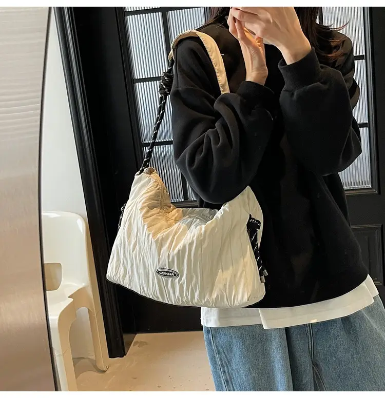Women's Large Canvas Shoulder Bag with Braided Handle — feature 17