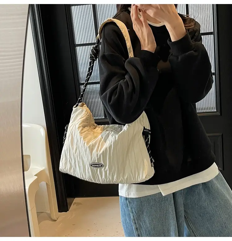 Women's Large Canvas Shoulder Bag with Braided Handle — feature 18