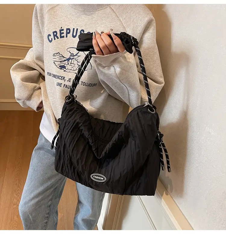 Women's Large Canvas Shoulder Bag with Braided Handle — feature 20