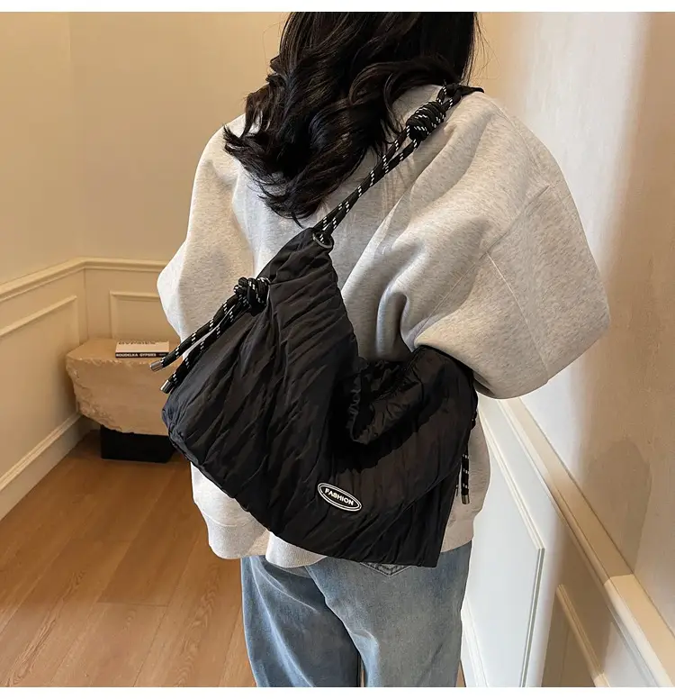 Women's Large Canvas Shoulder Bag with Braided Handle — feature 21