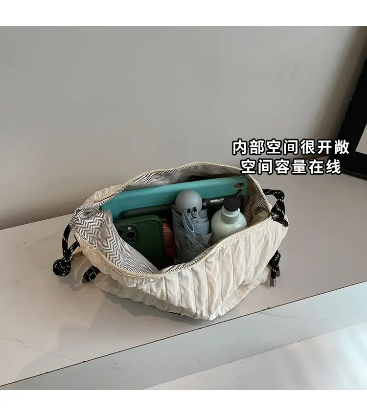 Women's Large Canvas Shoulder Bag with Braided Handle — feature 6