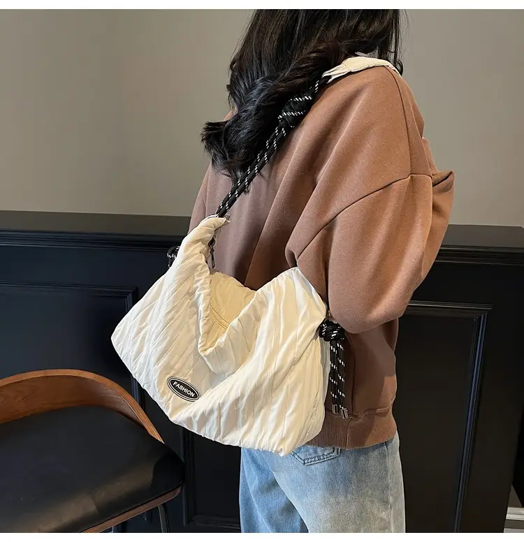 Women's Large Canvas Shoulder Bag with Braided Handle — feature 9
